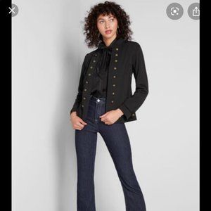 ModCloth Glam Believer black jacket gold buttons S